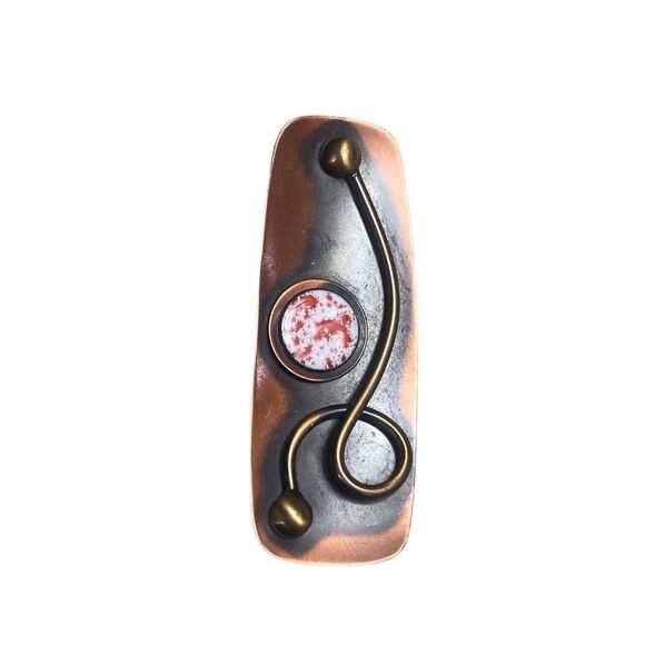 Modernist Copper Brooch MCM Mixed Metal Chic Vintage Fashion Collectible Jewelry - Picture 4 of 7
